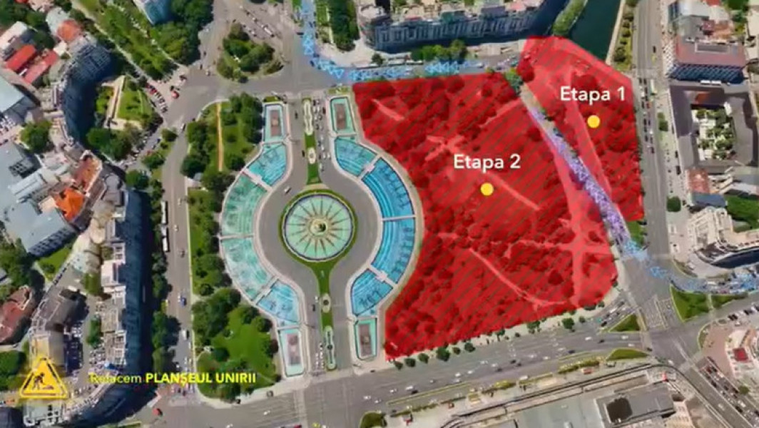 Încep lucrările de refacere a planseului Unirii în București