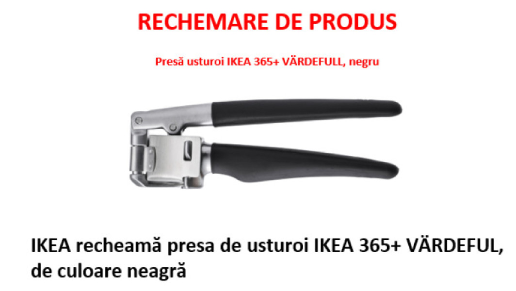 IKEA retrage de pe piață presa de usturoi IKEA 365+ VARDEFULL, din cauza unui defect de fabricație